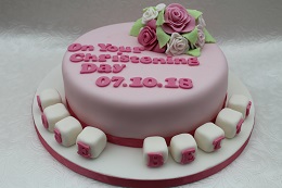 rose christening cake